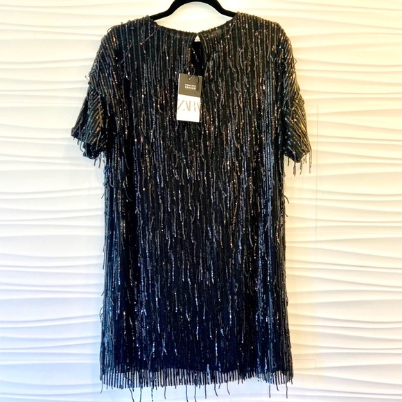 NWT Zara Festive Season black fringed sequin party dress - Picture 8 of 8